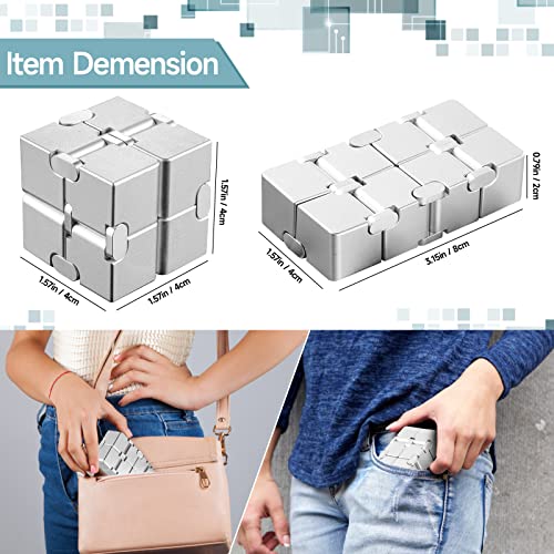 Asbyoi Infinity Cubes Fidget Toys, Aluminum Alloy Metal Fidget Cube For Kids And Adults, Stress Relief And Anti Anxiety Finger Flip Cubes Toys, Sturdy And Durable Mini Gadget For Add, Adhd, Ocd #TOP1