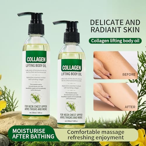 NIZENTA Moisturizing Collagen Body Oil, Post Bath Collagen Oil for Skin Tightening, Lightweight Texture, Suitable for The Whole Body, Moisturizing and Firming the Skin, 200 ml