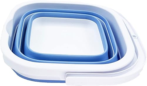 Miniatura 2 de SAMMART Cubo de limpieza rectangular plegable de 5 litros (1.3 galones), plegable, para camping, playa, arena, agua, tina portátil que ahorra