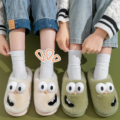 Kissing Slippers, Non-Slip 3D Cute Funny Cartoon Big-Eyed Dog Cotton Slippers for Couples3