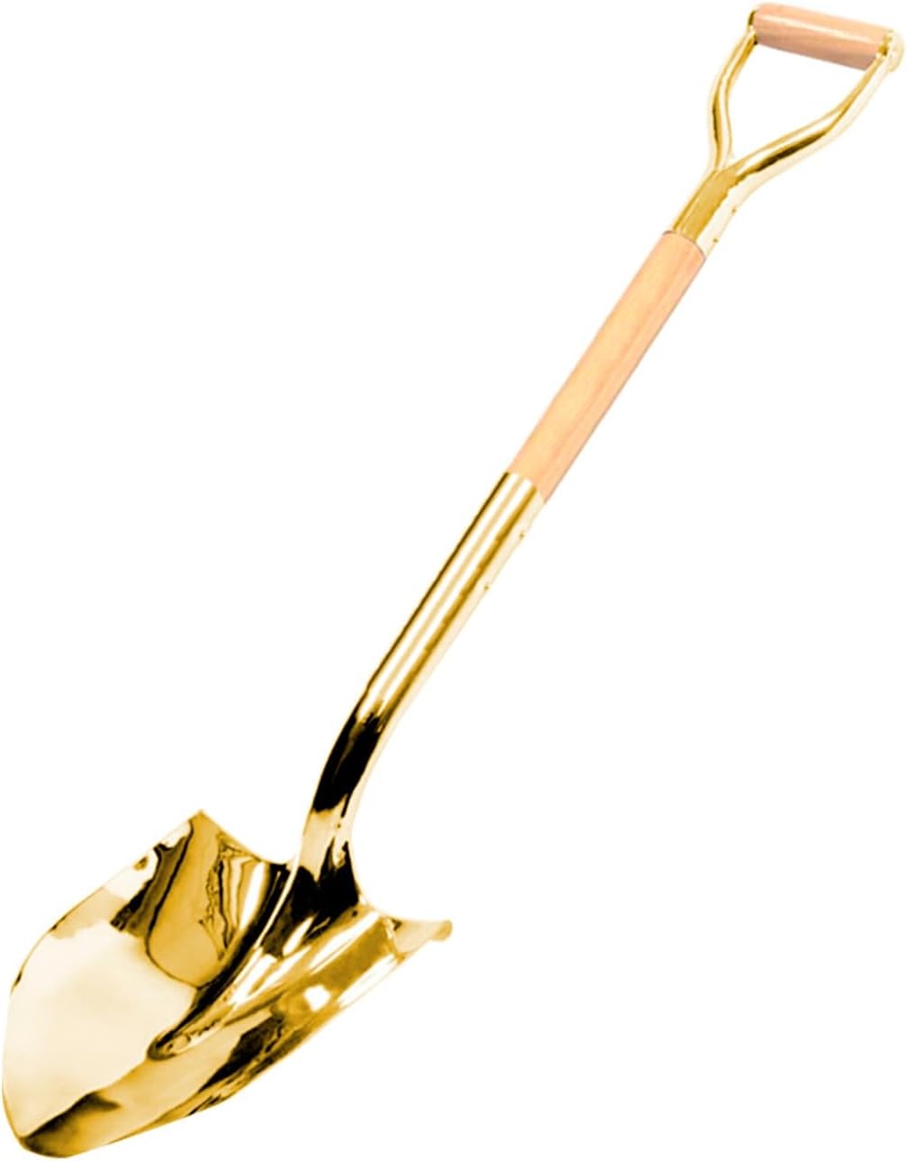 Professional Groundbreaking Shovel - Gold Ceremonial Shovel with Wood D-Handle