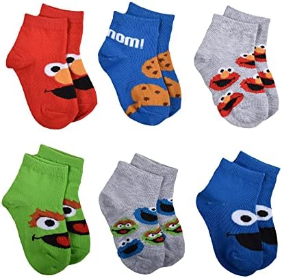 Sesame Street Boys 6-pack Quarter Socks, Red, 2-4T US image 4