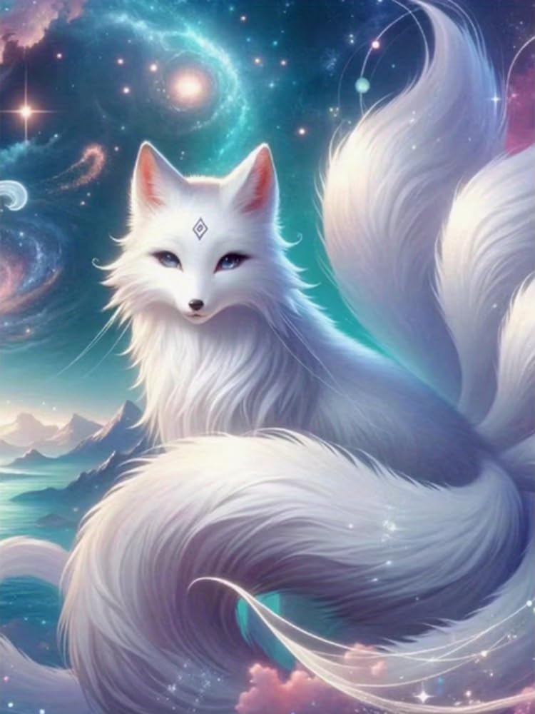 Renqidian Pre Printed Cross Stitch Kits Cartoon Fox 11CT Stamped Embroidery Kit DIY Needlework Art for Adults Beginners Home Decor（40x50 cm）