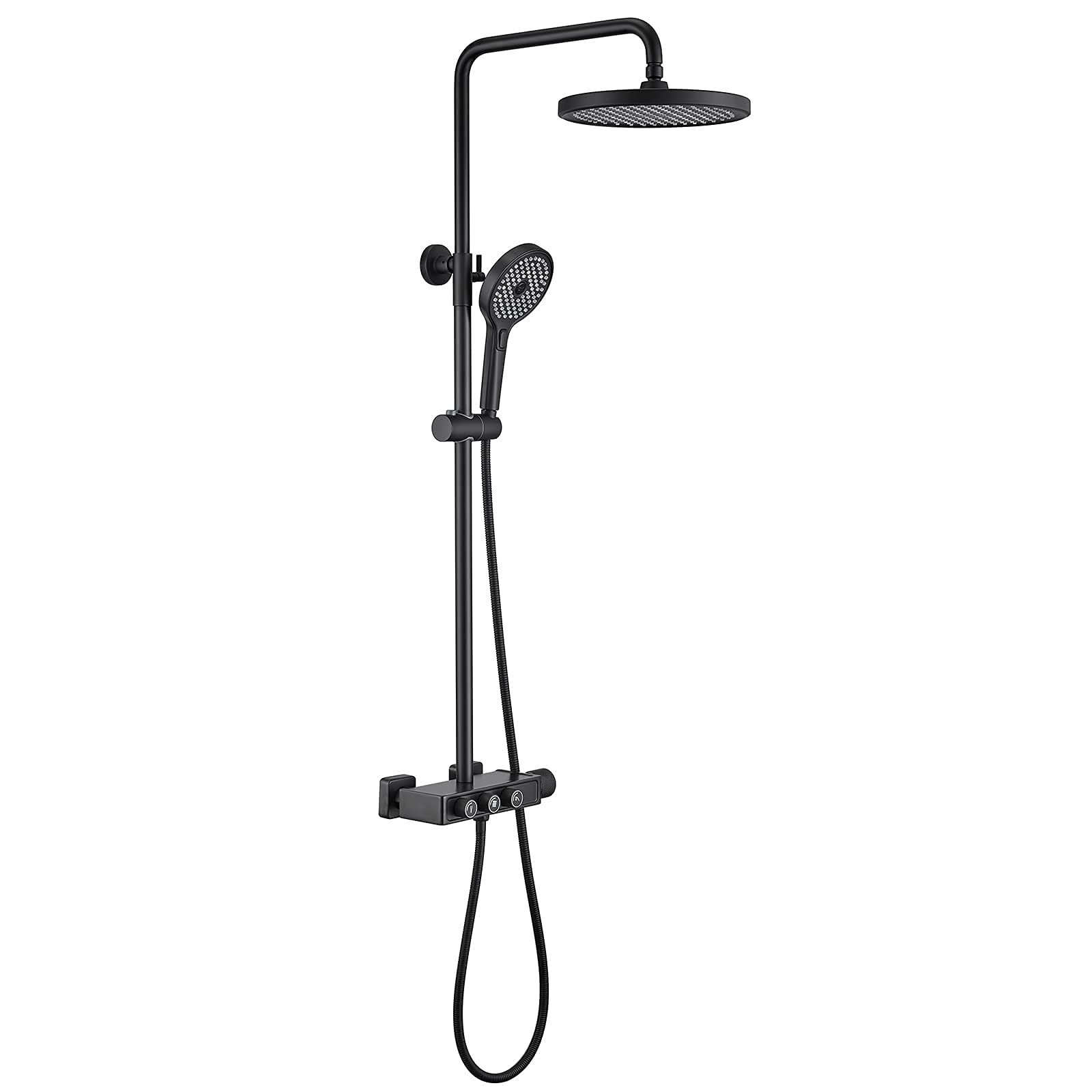 CWCQGH Button Shower Combo Set Wall Mounted Bathroom Shower Faucet Set with Shower Head, Multifunctional Handheld Shower, Tub Spout,Black