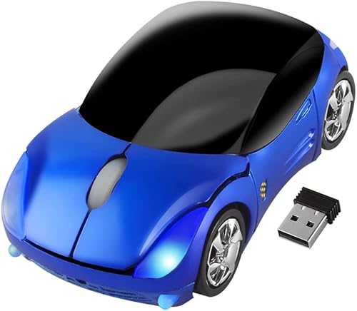 Miniatura 2 de EALEK, Ratón inalámbrico, mouse con forma de auto 3D, ratón óptico de 2.4 GHz 1600 DPI, lindo mouse USB para PCportátilcomputadora, mouse ergonómico