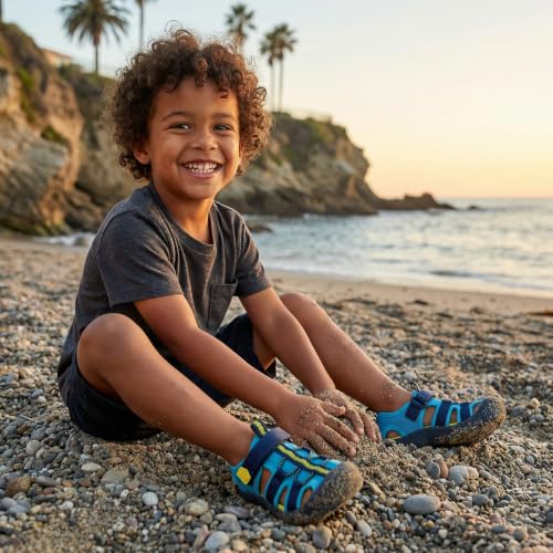 Image of Wide Toe Box Toddler Sandals Water Shoes Boys Girls Quick Dry Summer Beach