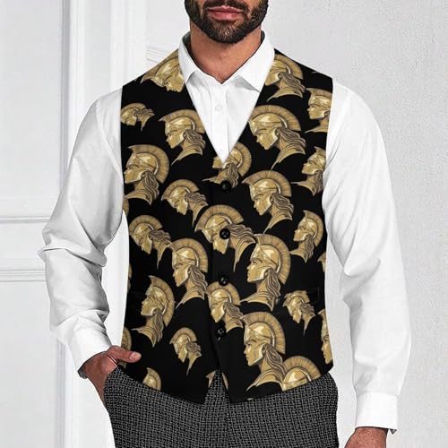 Athena Greek Goddess Suit Vest for Men Slim Fit Tuxedo Waistcoat Button Down V Neck Business Dress Coat4
