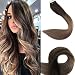 Full Shine 24"Seamless Skin Weft Hair Extension Ombre Tape Hair Extensions Balayage Hair Extensions Color #2 Fading to #6 and #18 Ash Blonde Highlighted Tape Hair Extensions50g 20 Pcs Per Package