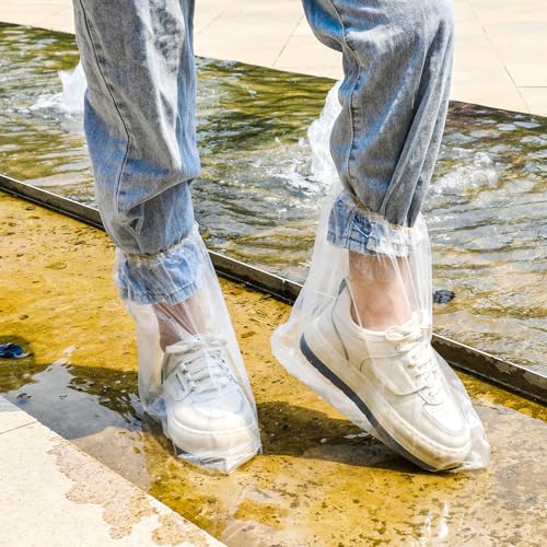 10 Paare Wasserdichte Regenschuh Abdeckungen mit Gummizug, Einweg Stiefelüberzieher für Männer und Frauen, Transparenter Überziehschuhe Wasserdichte Rutschfeste für Outdoor Camping