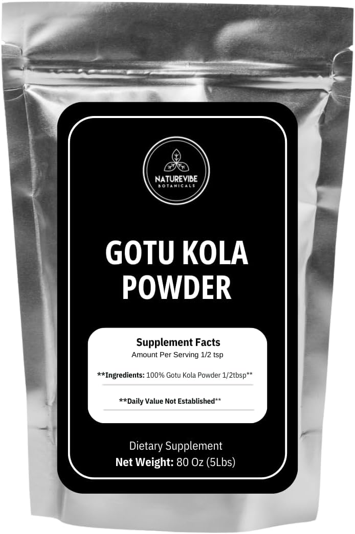 Naturevibe Botanicals Gotu Kola Powder 5lb | Ayurvedic Herbal Supplements | Boosts Immunity & Supports Digestion | Non-GMO & Gluten-Free | Centella Asiatica (80 Ounces)