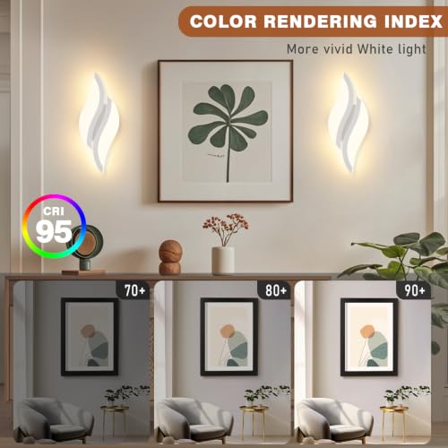 Image of CANEOE Modern LED Wall Sconce 3000K White Indoor Wall Light Fixtures Acrylic Wall Sconce Lighting for Living Room Bedroom Bedside Bathroom Hallway Stairway Wall Lamp (White, 1 Pack,3000K)