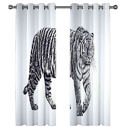 Rideau occultant enfant tigre noir et blanc 200x160 cm pour chambre - 3