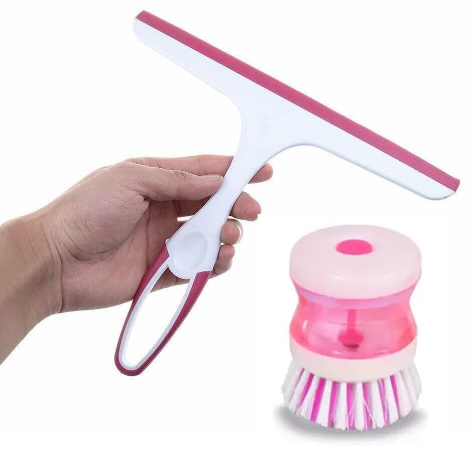 Window Cleaning Wiper Car Windshield Cleaner Squeegee Plastic Glass Cleaner Silicone Blade Brush, Car-Cleaning Tool, All Purpose Squeegee with Dish Washer Brush Soap Dispenser (B0BSSCTF7M) Amazon Price History, Amazon Price Tracker