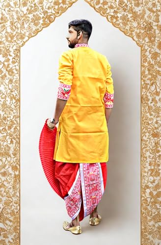 Image of Pure Cotton Full Sleeves Kurta with dupion silk Dhoti pant set (701)