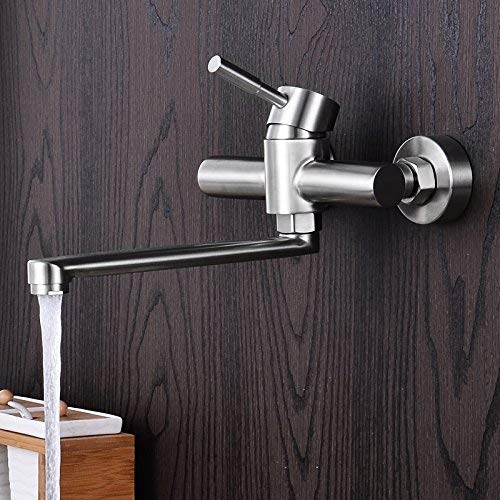 Lavabo de balcon en acier inoxydable 304 mural double trou eau froide