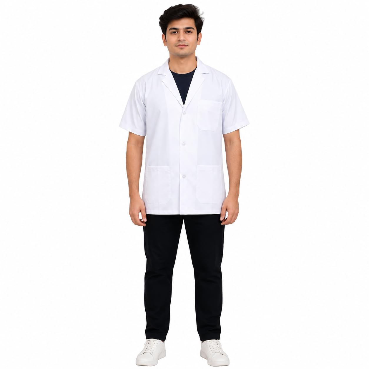 Half Sleeve Lab Coat for Medical & Pharmacy Students | White Poly Viscose | Unisex Doctor Apron with Pockets | Medical Nursing Pharmacy Dental Biotechnology Science Lab College Uniform (S M L XL)-picture-22