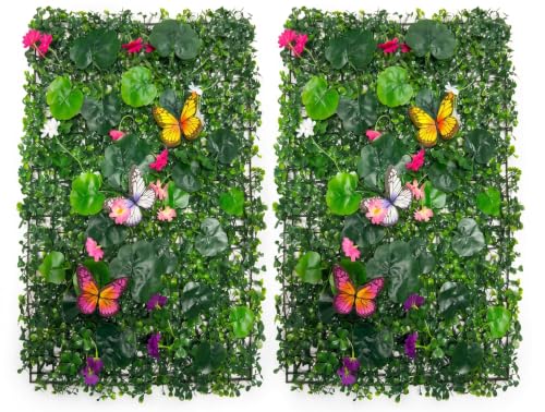 Image of Dekorly Artificial Grass Wall Panels | Indoor Outdoor Decoration | Garden, Floor, Balcony Home Decoration | Vertical Garden Artificial Wall Plants (Butterfly Mat, 58cm x 40cm)