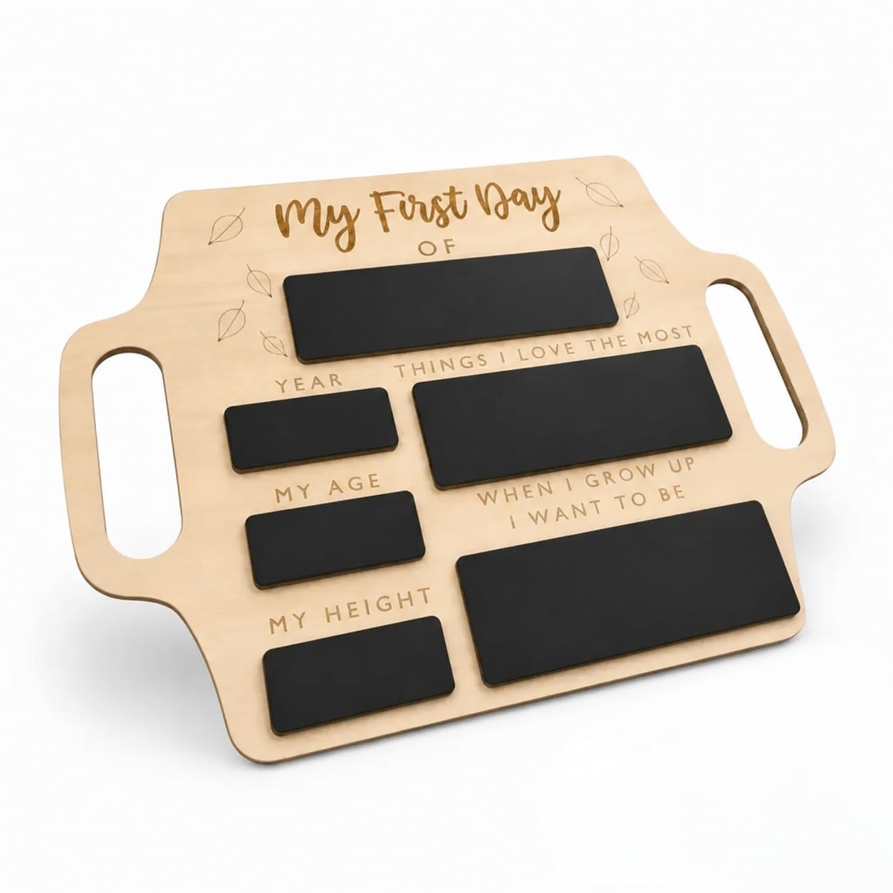 First Day of School Portable Wooden Chalkboard Sign with Handle, Reusable Notice Boards Writable Wipeable with Damp Cloth Perfect for Nursery Kindergarten Outdoor Primary and Party Decor(Black)