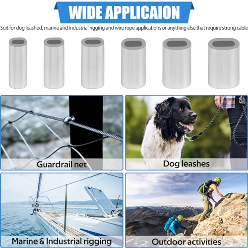 JSHANMEI Fishing Line Crimp Sleeves 100pcs Aluminum Single Barrel Crimp Sleeves Oval Crimping Loop Sleeve Fishing Leaders Rigging Tackle Wire Rope Cable Line Tube Connectors Inside Dia. 1.2mm - Thumbnail 7