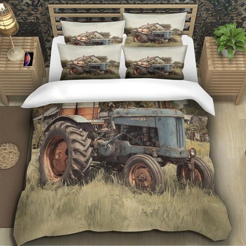 Parure de lit fermeture éclair résistante tracteur 3D