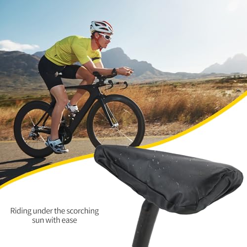 Lrocotanc 2er Set Sattelschutz Wasserdicht – Elastische PVC Fahrradsattel Abdeckung mit Kordelzug leicht zu tragen passend für Rennrad Mountainbike und Trekkingrad(Schwarz)