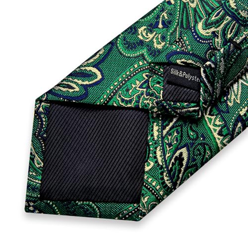 Image of DiBanGu Mens Paisley Tie Sets Silk Jacquard Woven Floral Necktie and Pocket Square Cufflinks Wedding Business Party