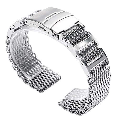 Bracelet de montre en maille acier inoxydable argent 20 22 24mm - 5