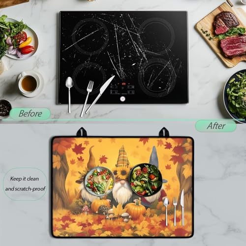 Image of Electric Stove Cover Dust Cover, Thanksgiving Ghome Maple, Stovetop Liners Protect Cover, Heart Resistant Stovetop Protector, Waterproof Dish Drying Mat, Thanksgiving Decoration