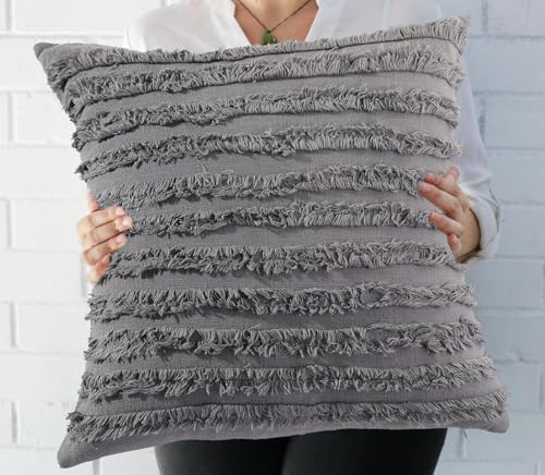 Image of TODY Cotton Cushion Cover 20x20 inches Set of 2 | 100% Cotton Cushion Cover 50cm x 50cm | Boho Cushion Covers 20 inch x 20 inch | 2020 Throw Pillow Cover 50 x 50cm for Sofa