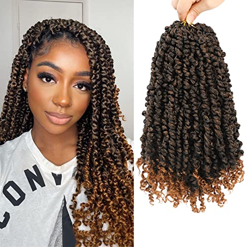 Passion Twist Hair 10 Packs Pre-twisted Passion Twist Crochet Hair 12 inch Pre-Looped Passion Twists Crochet Braids Bohemian Hair Synthetic Braiding Hair Extension (12inch,1B/30)