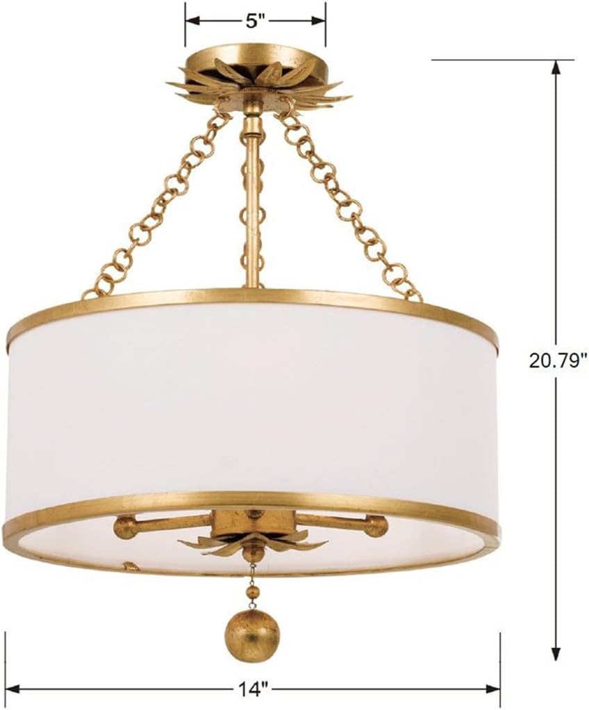 Crystorama Broche 3 Light Antique Gold Semi Flush Mount