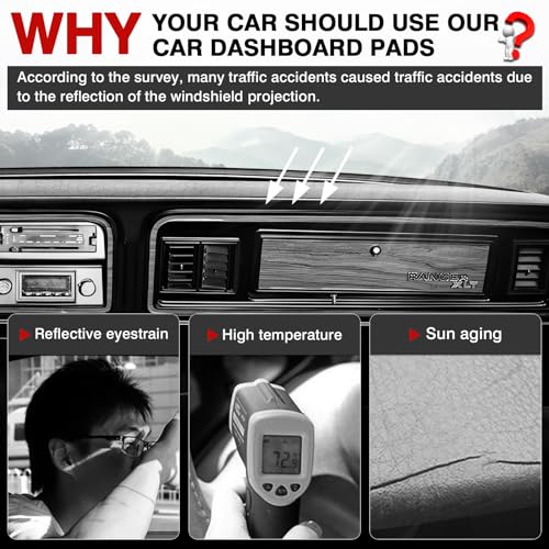 Image of Autorder Dashboard Cover Mat for 1973-1977 1978 1979 Ford F100 /F150 /F250 /F350 /Bronco Pickup Truck Accessories Dash Cover Upgrade Velvet Dash Mat Sunshade Glare UV Rays Protector
