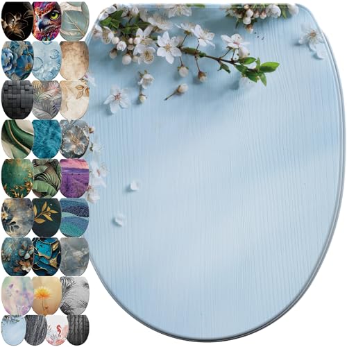 Sanilo Sedile WC con chiusura ammortizzata e sgancio rapido, il coperchio del WC può essere rimosso con la semplice pressione di un pulsante, facile montaggio dall'alto (Sakura)