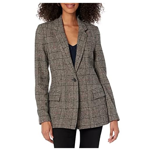The Drop Women's Blake Long Blazer, Plaid, 3X, Plus Size