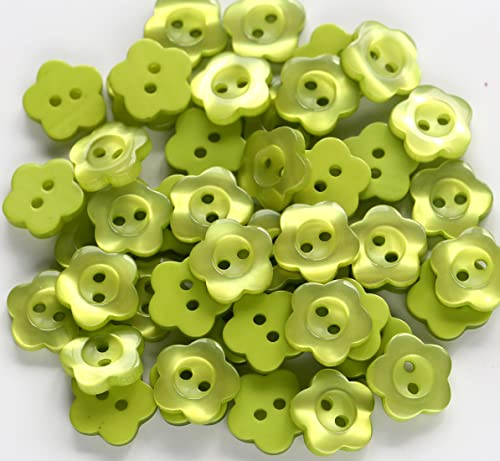 GANSSIA 1/2 inch (12.5mm) Flower Shape Buttons for Sewing Shirts Green Resin Buttons for DIY Crafts Projects Scrapbooking Pack of 150 pcs