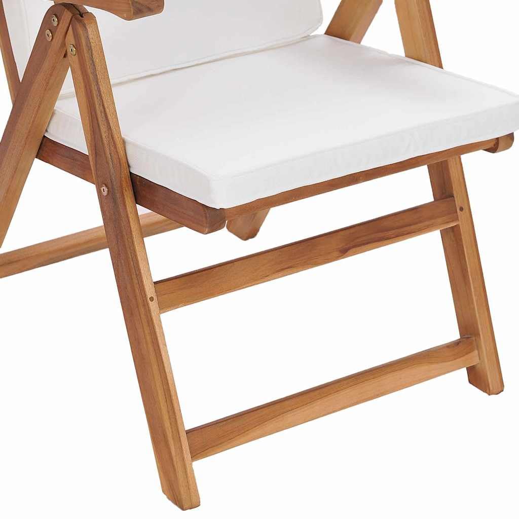 Krzesło ogrodowe, 8 sztuk, brązowo-białe, lite drewno tekowe, 57 x 71,5 x 104 cm, krzesło z wysokim oparciem, krzesło na balkon, do relaksu