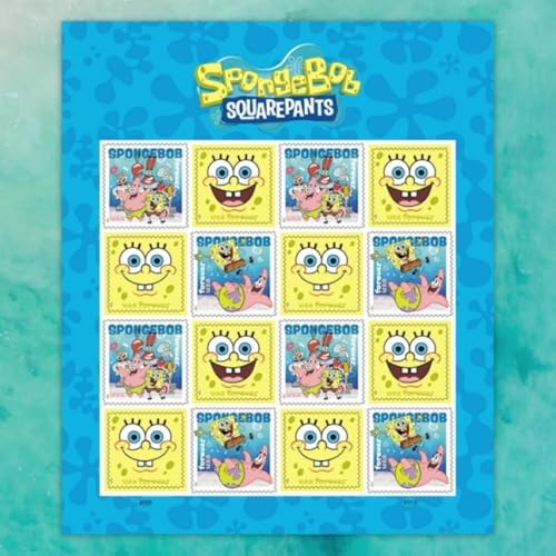 Spongebob Squarepants 2025 (Sheet of 16) Four Beloved Characters First-Class Mail Forever Postage...