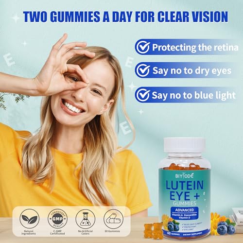 BIYODE Lutein Gummies: Support Eye Health Lutein Vitamins Zeaxanthin Supplements for Adult Vision Care and Macular Support 60 Gummies 30 Day Supply