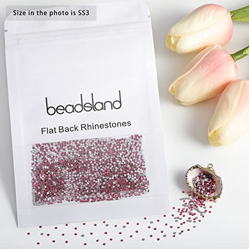 Image of Beadsland Flat Back Crystal Rhinestones Round Gems for Nail Art and Craft Glue Fix, Rose, 1.2-1.4mm, SS3 /1440pcs