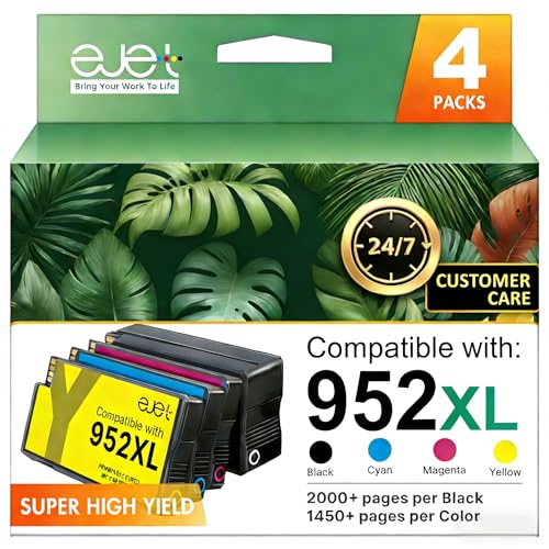 ejet 952XL Ink Cartridges High Yield (4-Pack) Compatible for HP 952XL...