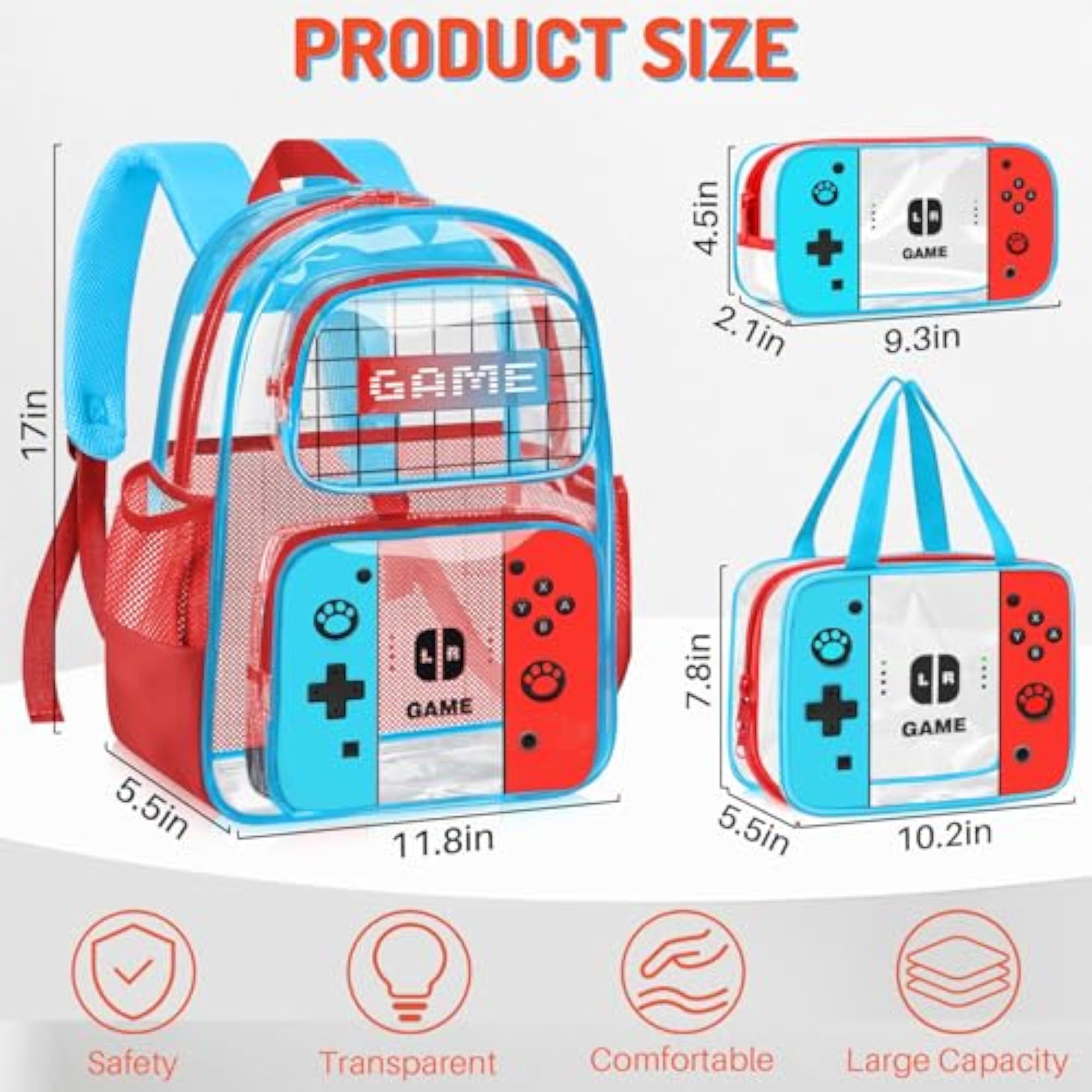 Large Heavy Duty Clear Backpack for School