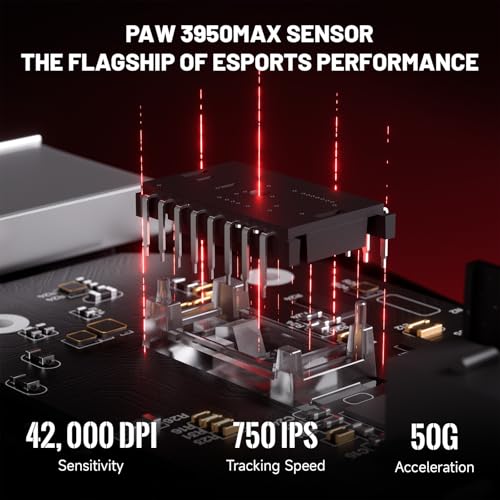 Image of ATTACK SHARK X8 Ultimate Wireless Gaming Mouse,PAW3950MAX 42K DPI Sensor,Nordic 54L15 MCU,Wireless /Wired Dual 8K Polling,Optical Switch,59g Lightweight 2.4GHz /BT /Wired Mice with Coiled Cable-Black