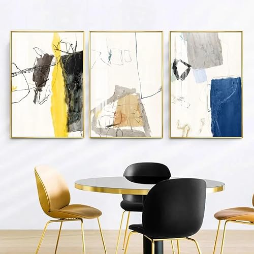 Image of WUHBCZ Abstract Multicolor Geometric Color Block Shape Wall Canvas Painting Modern Poster Print Art Picture For Living Room Bedroom Decoration-50 * 70cm*3pcs (Unframed)