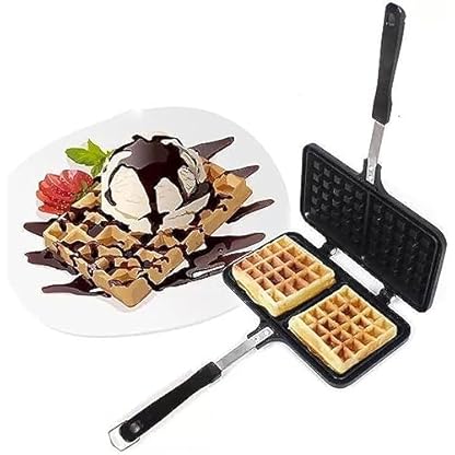 MAXCBD Waffel Backform, Antihaft-Doppelseitige Waffeleisenpfanne, Aluminiumguss-Waffeleisen Form, Waffelpresse Platte Kochwerkzeug, für Haushalt, Café, Kuchenladen – Bild 3