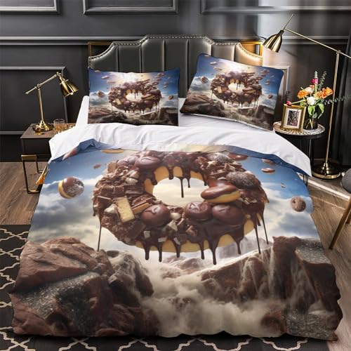 I Love Doughnuts. Conjunto de cama capa de edredom 3D impressa em 3D saborosa capa de edredom para c