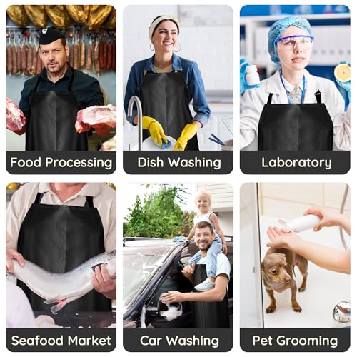 Image of Heavy Duty Thicker Rubber Aprons Extra Long Oil & Chemical Resistant Unisex | 51.18 x 35.43 inch Plus Size, Waterproof, Adjustable Neck Straps & Back Ties, Work Apron for Dish Washing Gardening Lab Butcher