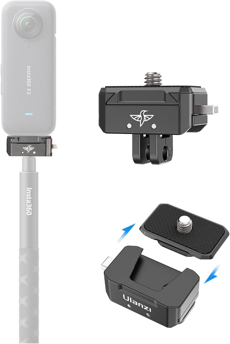 ULANZI Inov8 Quick Release Mount Kit for Invisible Selfie Stick ONE RS/ONE X2 / X3 / ONE R/ONE X/GO 2 with QR Base and Plate
