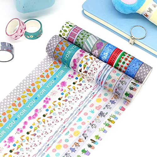 Wapetashi 40 Rolls Washi Masking Tape Set, Decorative Adhesive Tape For Crafts, Scrapbooks, Bullet Journals,Planners, Each Rolls 5.4Yd Total 218Yd #TOP1