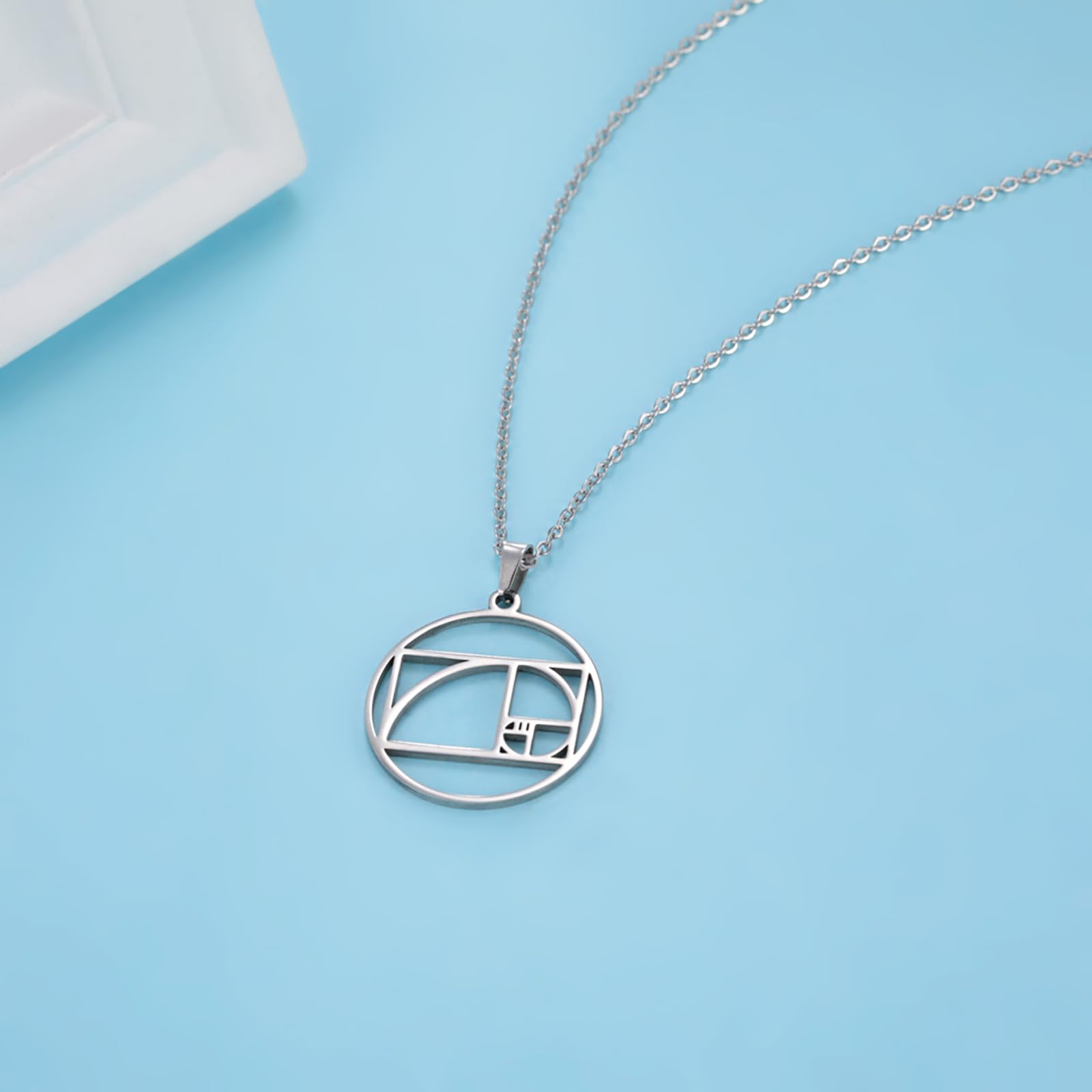 VASSAGO Fibonacci naszyjnik z sekwencją złotej proporcji, geometryczny, spiralny, naszyjnik dla mężczyzn, kobiet, matematyka, irracjonalny wisiorek, naszyjnik, ukończenie szkoły, matematyka, prezent