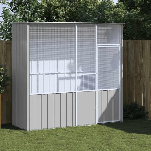 Gecheer Jaula de pájaros Acero galvanizado Gris 215x78x200 cm